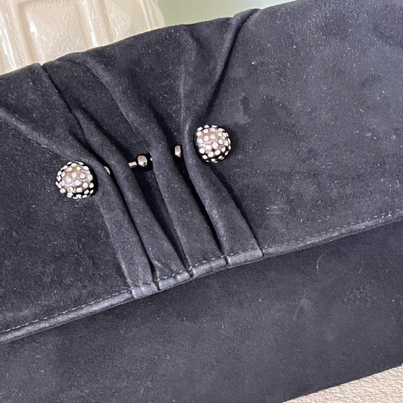 Loriblu Vintage Black Suede Crossbody Clutch Bag